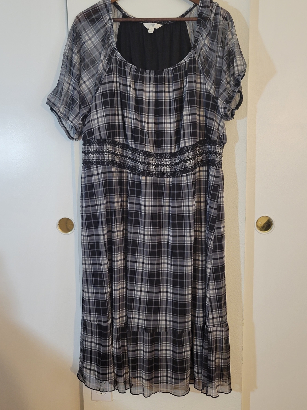 Terra & Sky Black and White Plaid Midi Dress